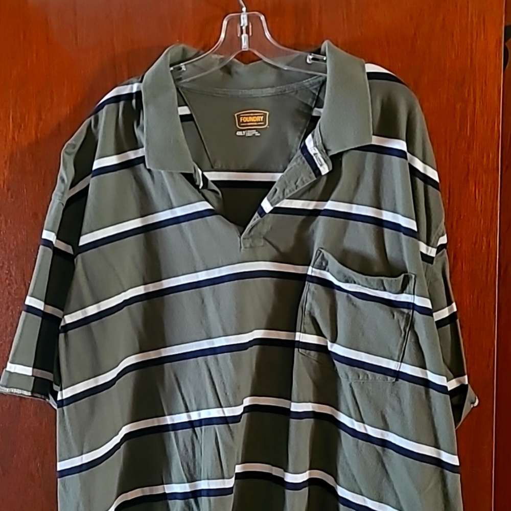 Men's Striped Polo, Foundry Brand, 4XLT